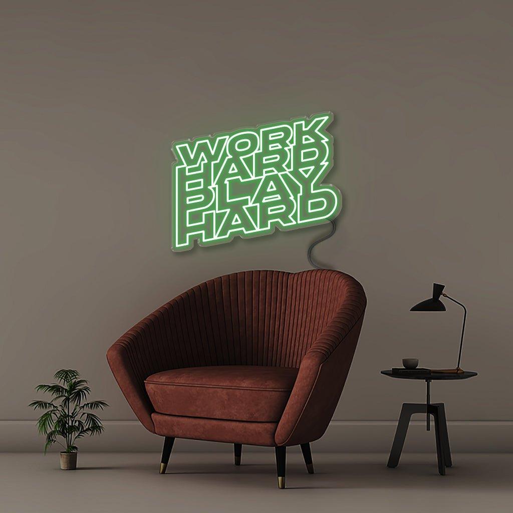 Word Hard Play Hard - Neonific - LED Neon Signs - 30" (76cm) - Green