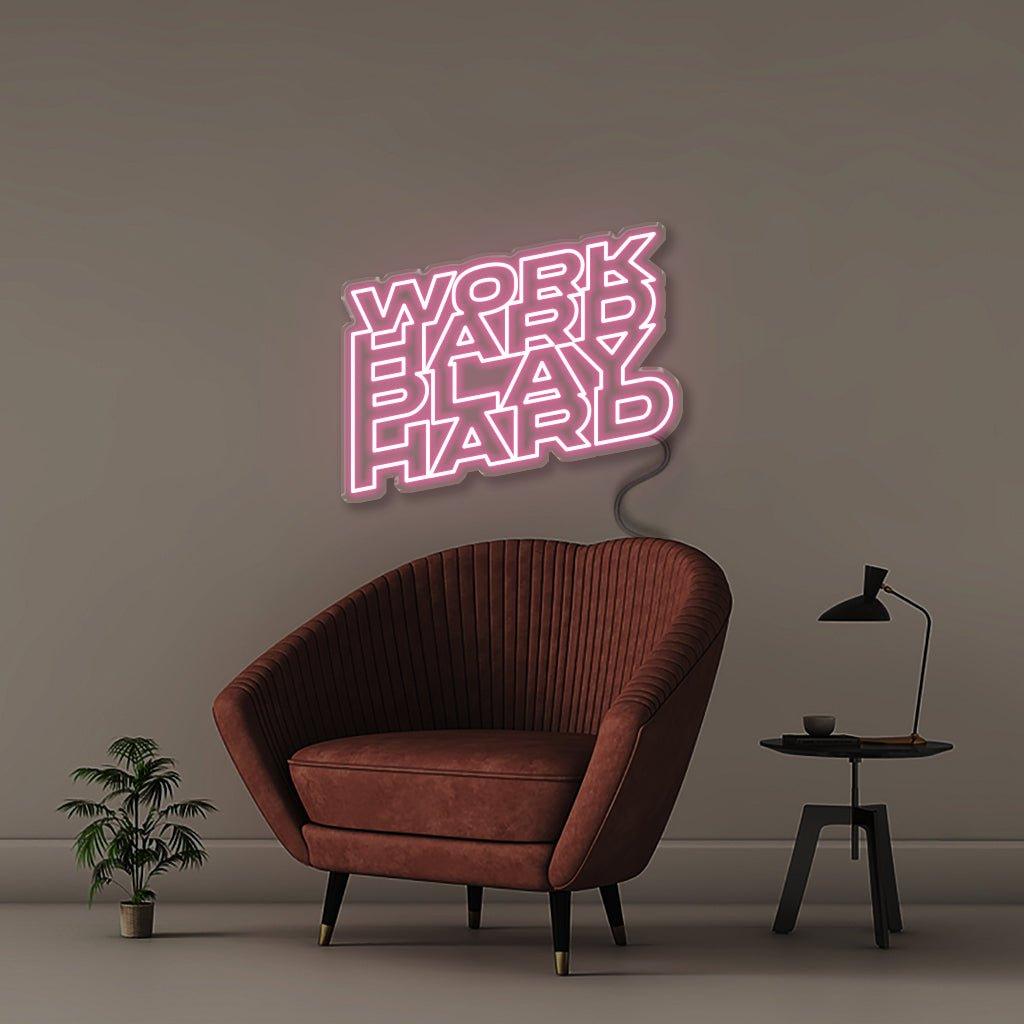 Word Hard Play Hard - Neonific - LED Neon Signs - 30" (76cm) - Light Pink