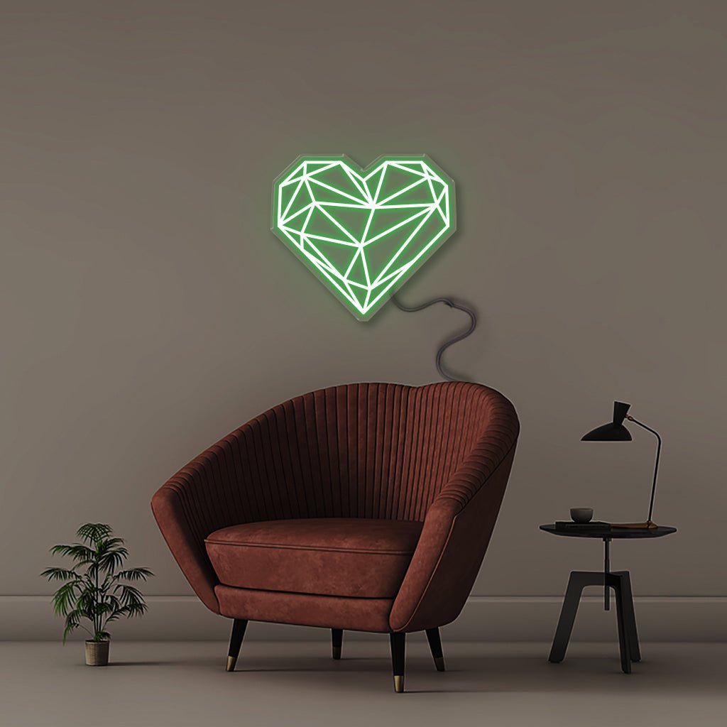 Geometric Heart - Neonific - LED Neon Signs - 50 CM - Green