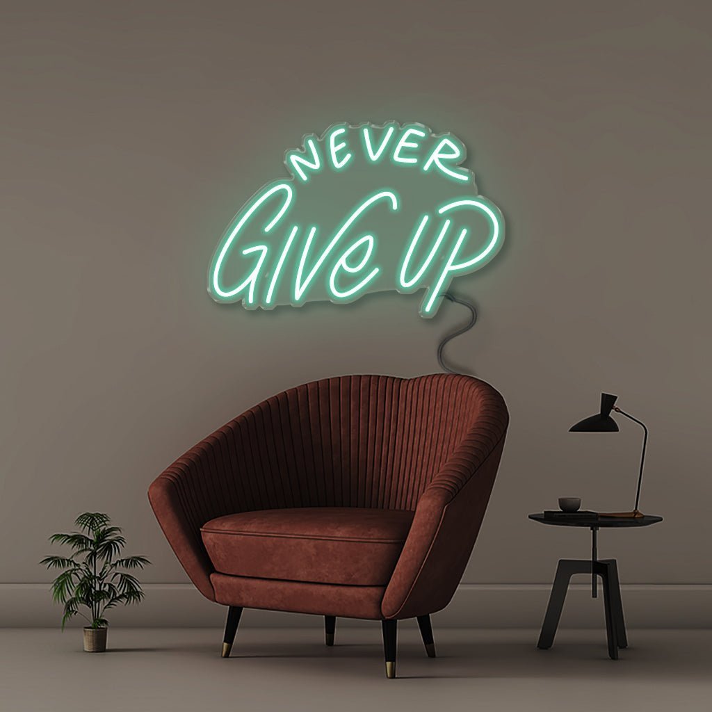 Never Give Up - Neonific - LED Neon Signs - 50 CM - Sea Foam