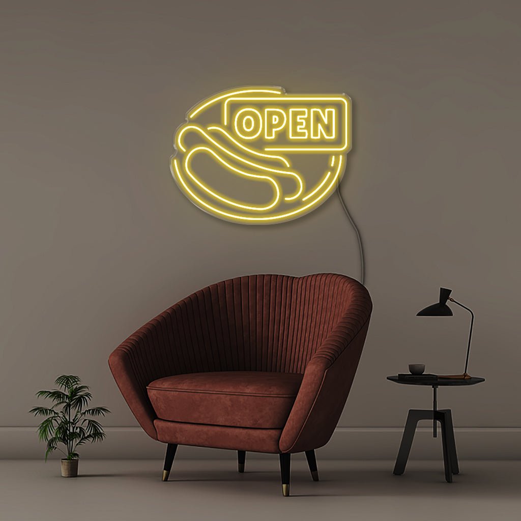Open Sign for Hot Dogs - Neonific - LED Neon Signs - 50 CM - Yellow