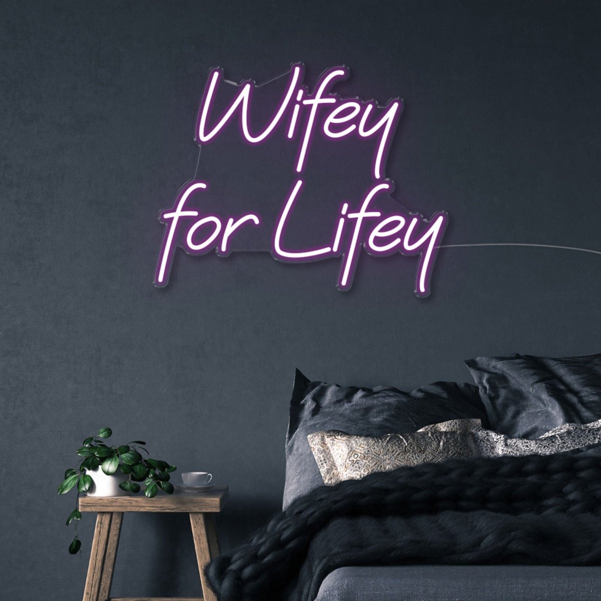 Wifey for Lifey - Neonific - LED Neon Signs - 50 CM - Purple